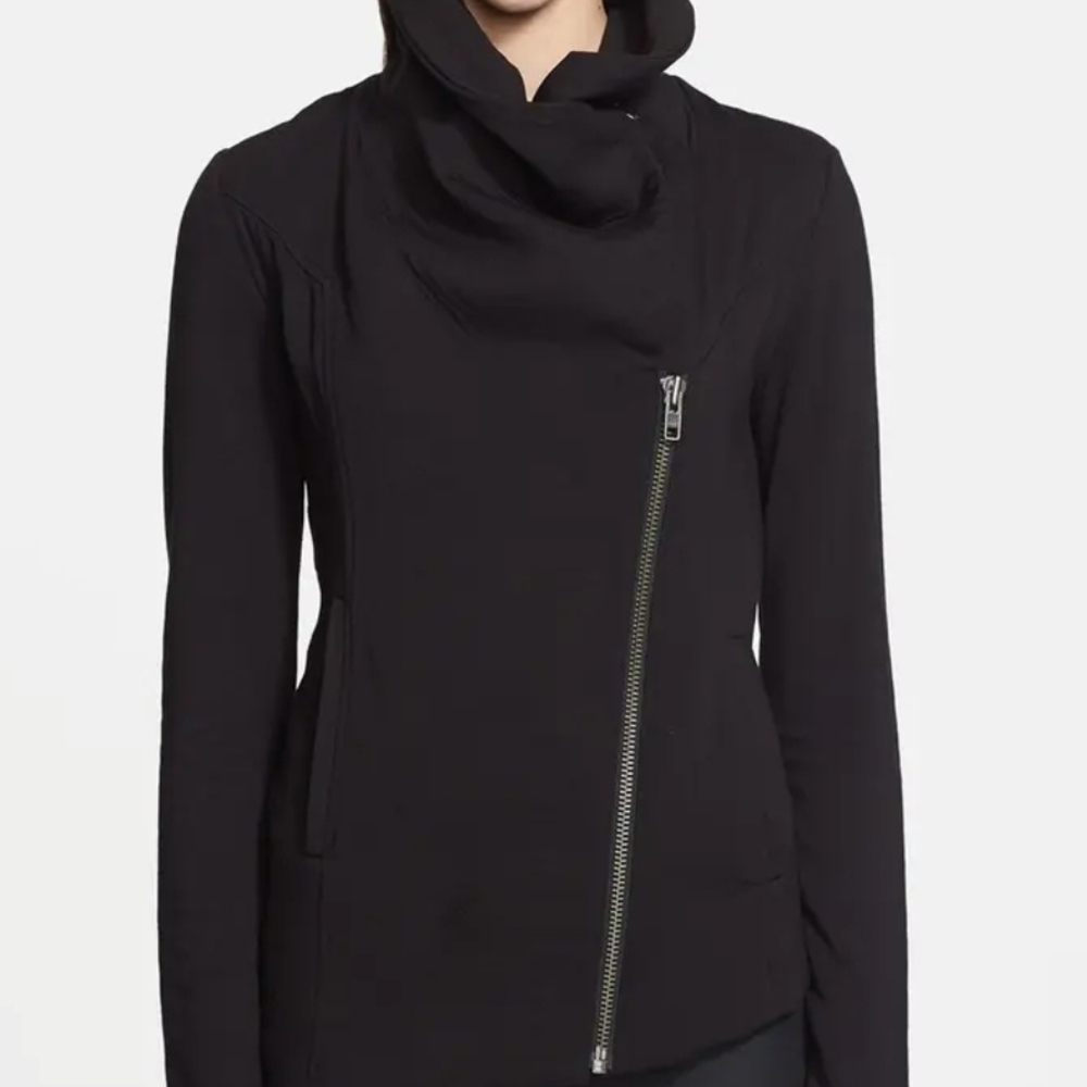 Helmut Lang Villous Women's Black Asymmetrical Zip Sweater